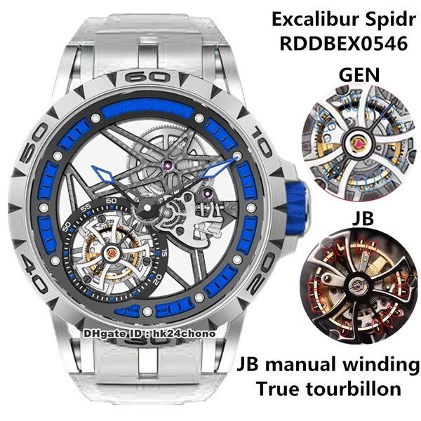 

jb супер excalibur паук tourbillon volant squelette титана ручной подзавод мужские часы rddbex0546 skeleton циферблат белый rubber мужская у, Slivery;brown