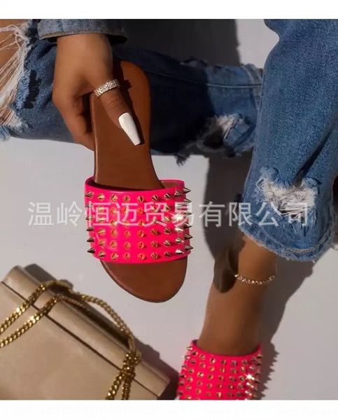 

2020 women's rivet color patent leather women 2020 women's rivet candy color patent leather slippers candy slippers women