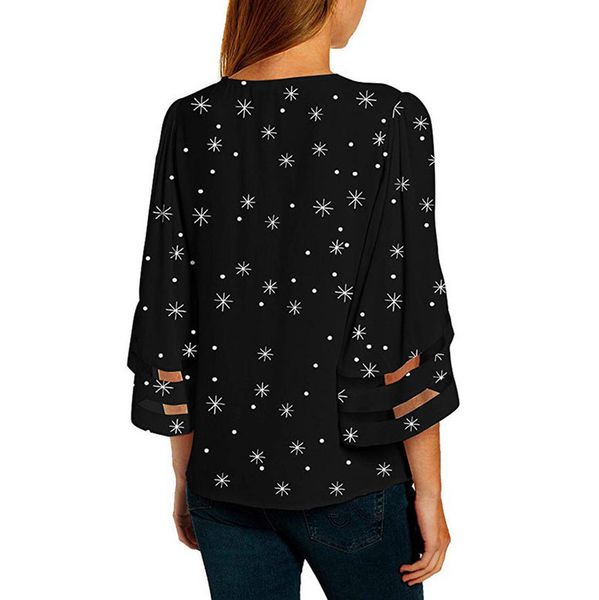 

блуза женщины shirt женщины топы рождество новый черный красный v шеи 3 4 рукава сетки top труба рукава сыпучие блуза free ship, White