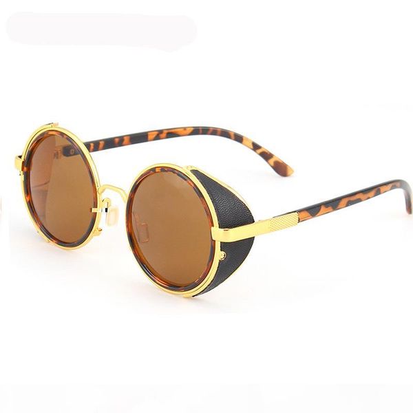 

new steampunk round designer steam punk metal oculos de sol women coating sunglasses new men retro circle sun glasses y11, White;black