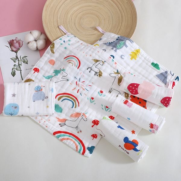 

30*30 pure cotton six-layer bubble yarn children's towel cartoon printing class a soft absorbent infant saliva towel