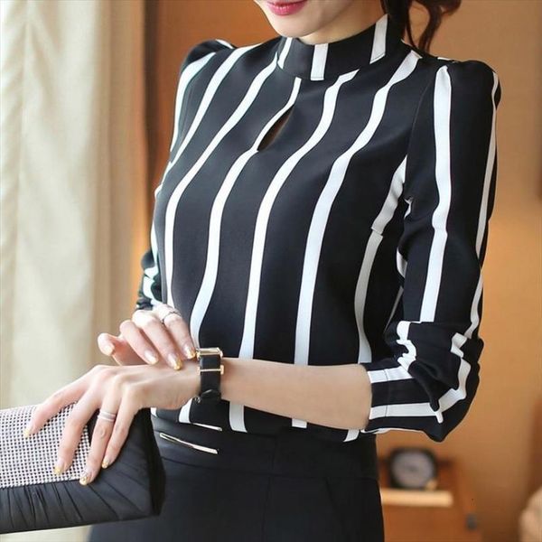 

casual office women blouse striped chiffon blouse women short sleeve shirt women ladies office blouses, White