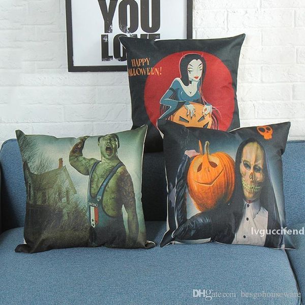 

3 colors hallowmas pumpkin pillow case sofa bed cushion cover personality print linen bolster throw pillowcases car cushion cover bh2049 zx