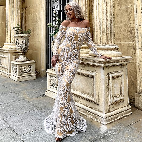 

одно плечо вышивки вечернее платье 2020 осень новой европейской и американской внешней торговли кружева небольшой хвост ежегодный платье пар, Black;red