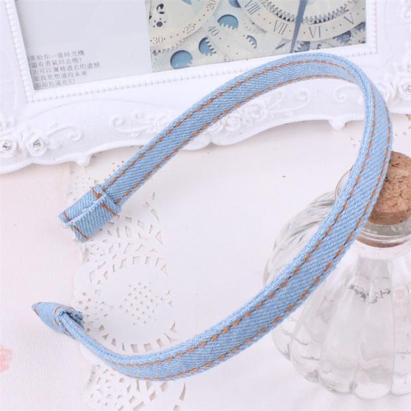 

new fashion korean jean hairbands handmade blue denim leisure headbands girls women barrette hair accessories, Slivery;white