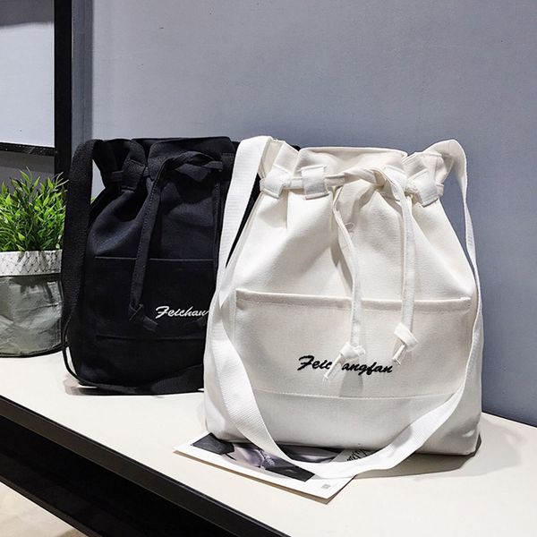

women canvas shopping bag female cloth shoulder bag environmental storage handbag reusable foldable eco totes large capacity