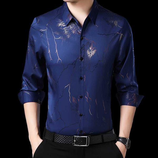 

men's casual shirts the 2021 grade printed long-sleeve korean shirt for male business t-shirts 6 color size -4xl, White;black
