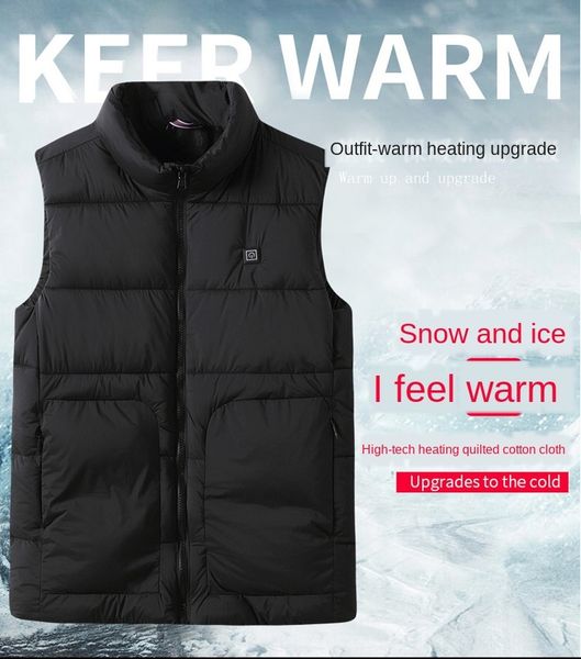 

autumn and winter new plus plus size fat warm vest men's casual usb heating warm vest large waistcoat tide, Black;white