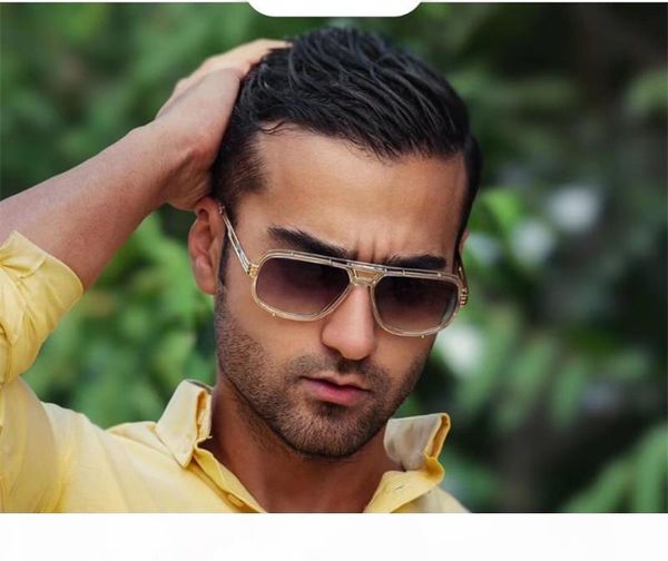 

y new popular men german designer sunglasses 665 square retro punk sheet metal frame sunglasses fashion simple design style, White;black