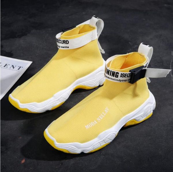 

luxury high sports shoes male summer new korean version of the trend joker elastic socks shoes teenage student h8, Black