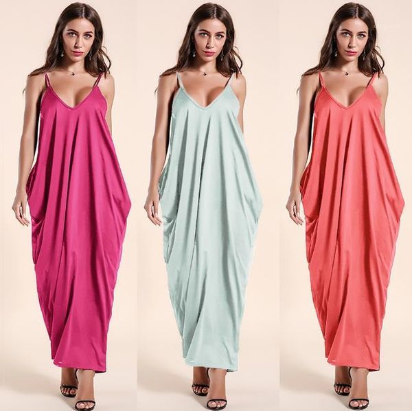 

women asymmetrical dresses women casual summer designer dresses spaghetti strap v neck solid long dress, Black;gray