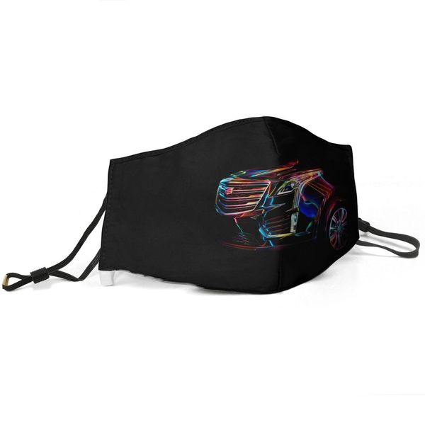 

women men face mask dust mask muffle cadillac color black printed with adjustable ear hook mas, Silver