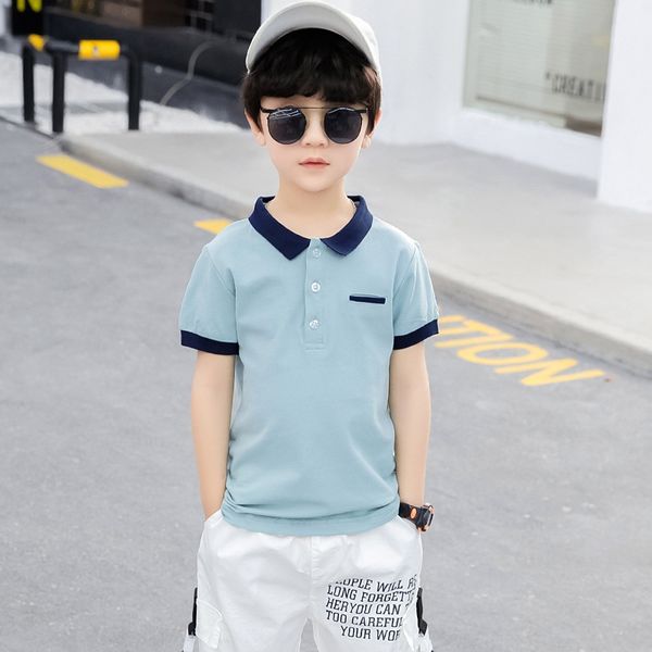 

children's children's short-sleeved 2020 summer boys polo t-shirt men's in the big t-shirt fashionable, Blue