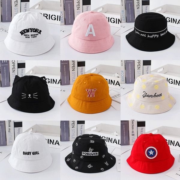 

new children's bucket bucket w letter basin personalized fisherman hat outdoor sunshade children's puppy basin hat, Yellow