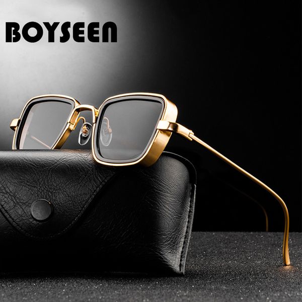 

boyseen new explosion sunglasses men retro thick metal frame trend sunglasses 58157z, White;black