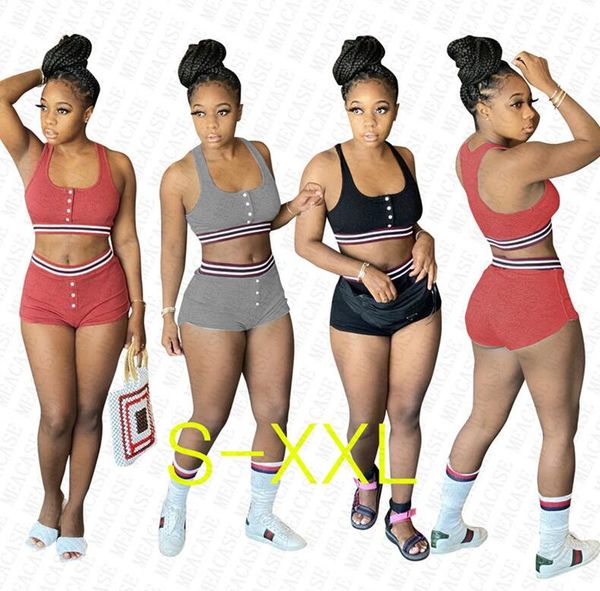 

women tracksuit shorts outfits designer sleeveless bra vest crop + shorts pants woman 2 piece clothing sets sports suit d72703, Gray