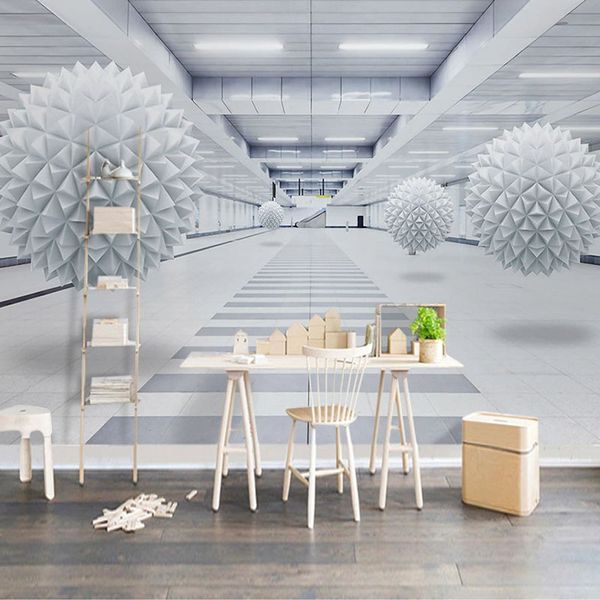 

wallpapers custom po mural wallpaper 3d architectural space creative circle ball modern dining room living tv background wall art