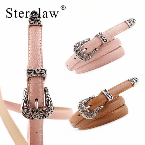 

107x1.4cm retro female pin buckle belt women jeans 2020 fashion lady decorative carved faux leather belt womens waistband n271, Black;brown