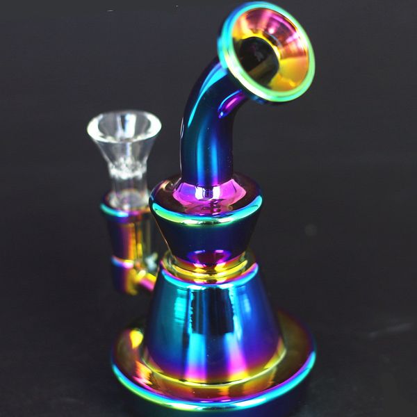 Elektrokaplatma Cam Bong Büyük Düz Tüplü Kalın Buz Catcher ile Soğuk Houkah Difüzör Downstem Percolator.