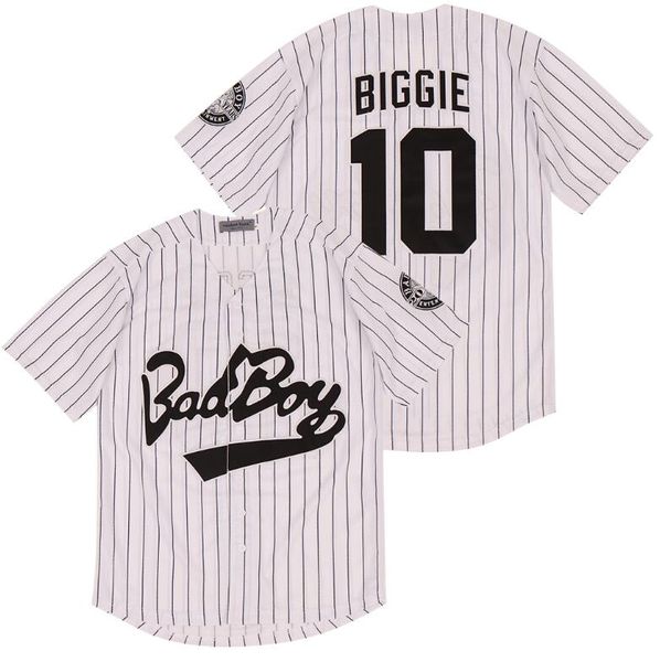 

Bad Boy 10 Biggie Smalls 20th Patch entertainment Black White Baseball stitched Jersey Cheap Badboy Biggie Smalls mens Jerseys