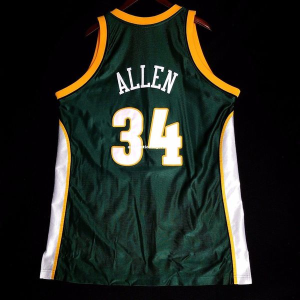 

100% stitched ray allen rbk sewn sewn jersey mens vest size xs-6xl stitched basketball jerseys ncaa, Gray