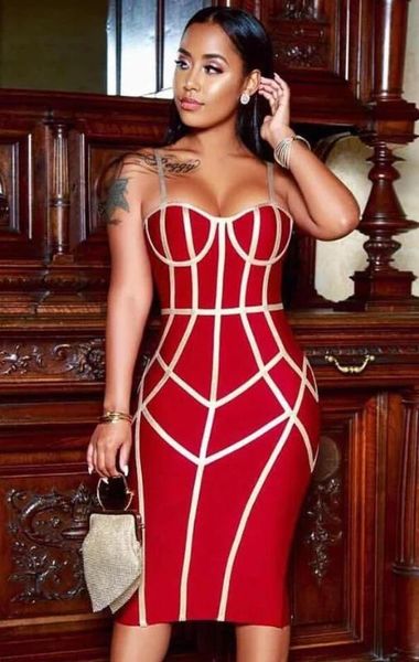 

kleezy new fashion personalized geometric spaghetti strap night club evening party bodycon knee-length summer dress, Black;gray