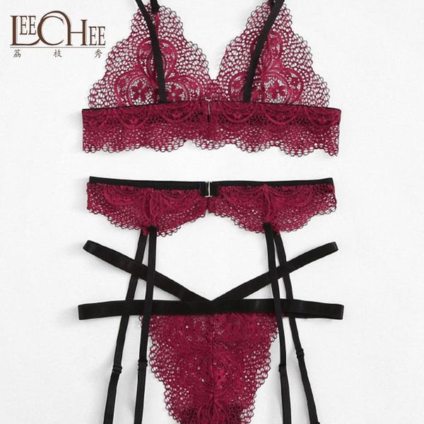 

explosion lace transparent temptation lingerie sling hosiery red three sets perspective suit leechee x201809, Black;red