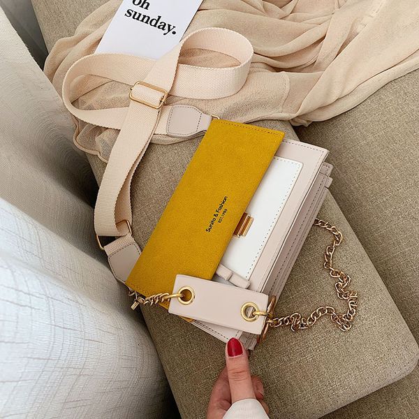 

designer tote bag scrub leather contrast color crossbody bags for women 2020 chain messenger shoulder bag ladies purses