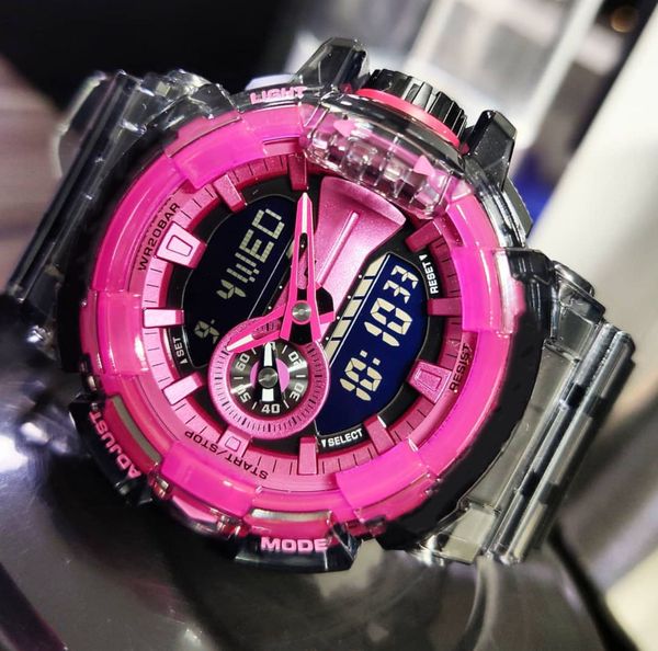 

fashion transparent womens men sport watches led digital automatic wrist watches clock simple outdoor sport g style shock watch high quality, Slivery;brown