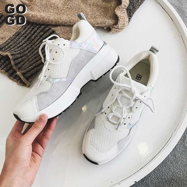 

gogd] 2020 velvetpretty девушка обувь дышащая pu толстой подошве женская спортивная обувь кружева случайный плюс whosesale prčice, Black