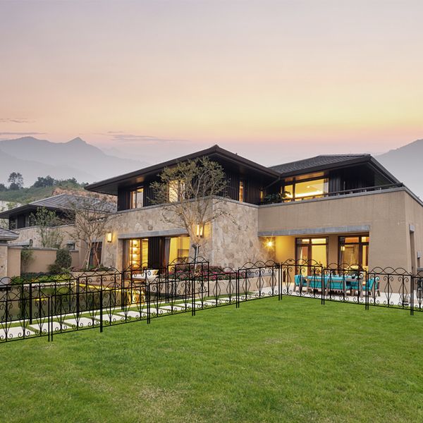 

lawn & garden 24*24" wave iron art garden fences courtyard garden gates house safety protection fencing decorative railing