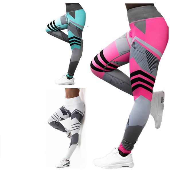 

plus size fitness clothing women elastic sporting leggings gradient color stripe print workout legging push up leggins dropship, Black