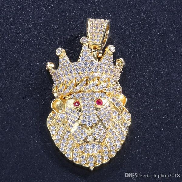 

crown lion pendant necklace new mens hip hop necklace jewelry gold plated iced out pendant necklaces, Silver