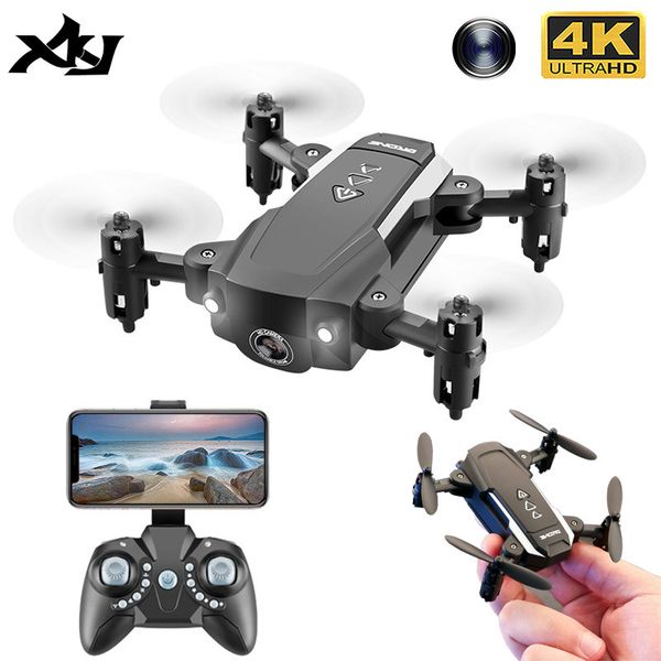

xkj mini drone with 4k hd camera wifi fpv foldable quadcopter gravity sensor dron one key return helicopter toy for kids