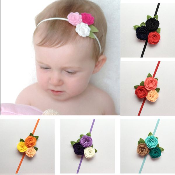 

headband baby girl triple felt rose flower hair band kids children diy handmade head bands newborn p props hair accessories, Slivery;white