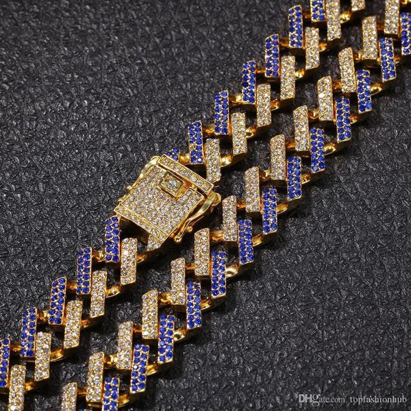 

15mm strip cuban chain miami hip-hop necklace imitated with golden diamond hip hop for men jewelry necklaces, Black