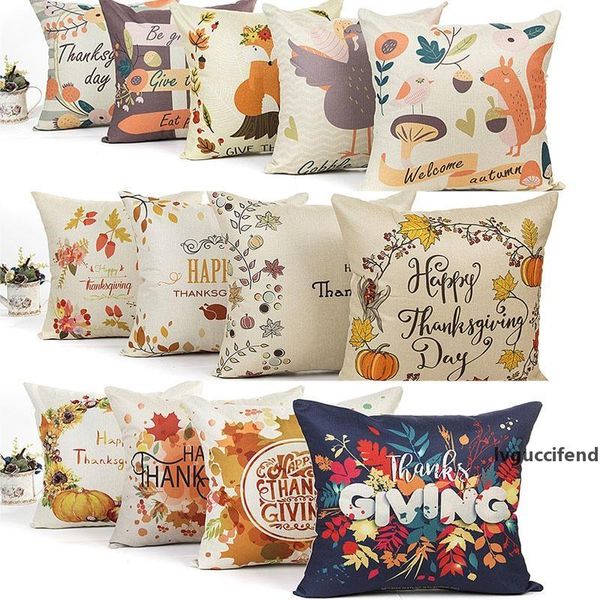 

linen printed pillow case thanksgivin pillowcase christmas pillow cover home sofa car bedroom decorative not core 17 design hh7-1509