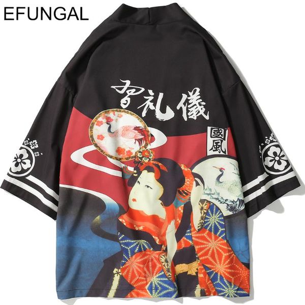 

japanese print kimono cardigan jackets men women 2020 spring autumn hip hop harajuku streetwear casual overcoats, Black;brown