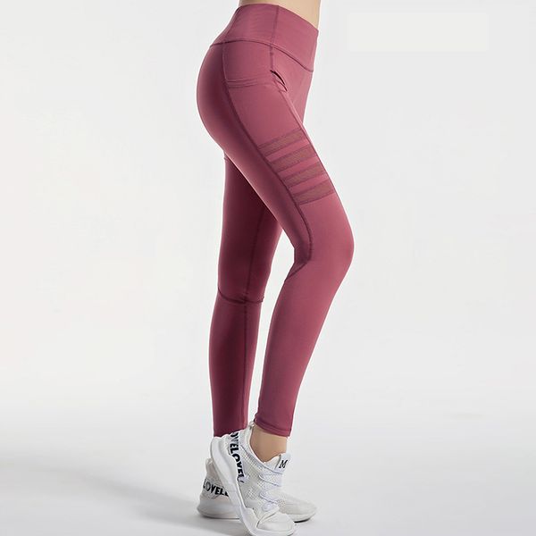 

fashion mesh striped yoga pants high waist hips running sports workout clothes women, White;red
