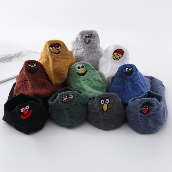 

men's all-match colored cotton cartoon boat cotton ear heel socks shallow mouth boat socks, Pink;yellow