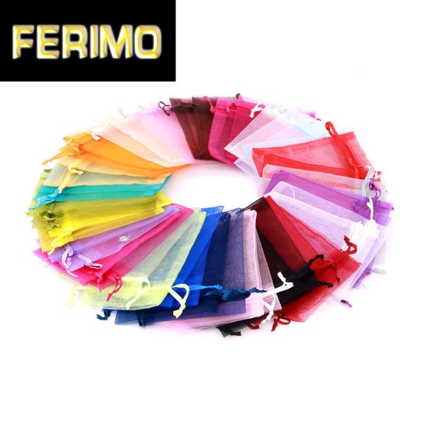 

gift wrap 50pcs organza bag jewelry packaging bags 25x35, 30x40, 35x50,20x30cm drawable pouches candy for communion decor