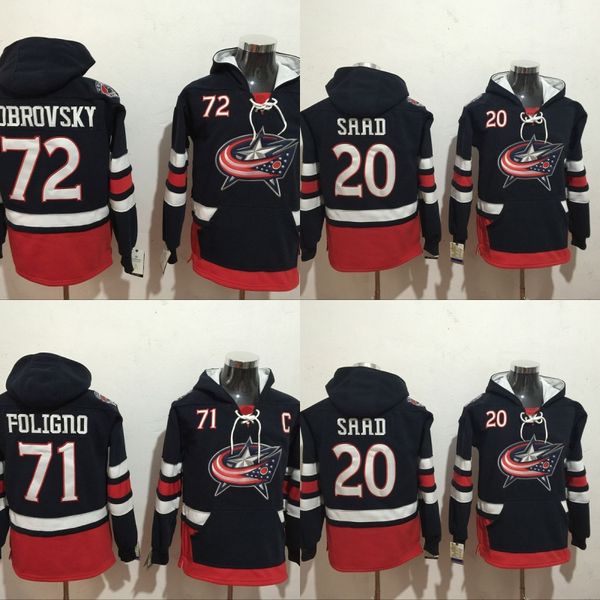 

columbus blue jackets 71 nick foligno jersey 72 sergei bobrovsky 20 brandon saad hoodie men women kids youth hooded, Black;red