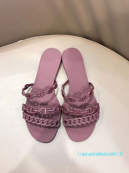 

women sandals designer slippers with chaine d'ancre sandals slides flat flip flops slippers party wedding shoes with box c14, Black