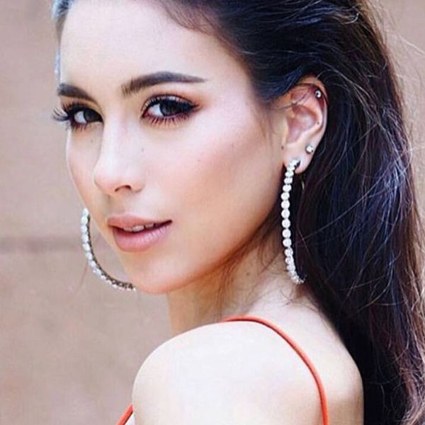 

eh8309 exaggerated ring diamond claw chain earrings female various sizes, Golden