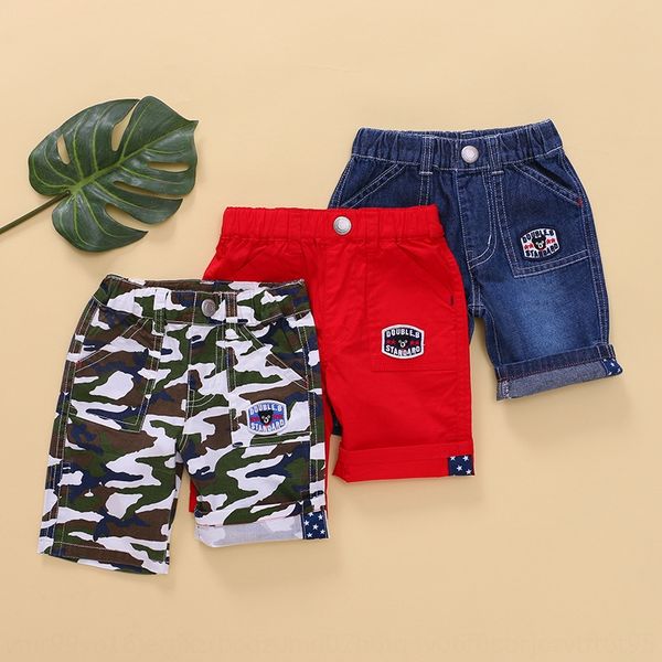 

miki children's clothing japanese fashion brand children's camouflage boy baby badge and jeans badge jeans shorts, Blue
