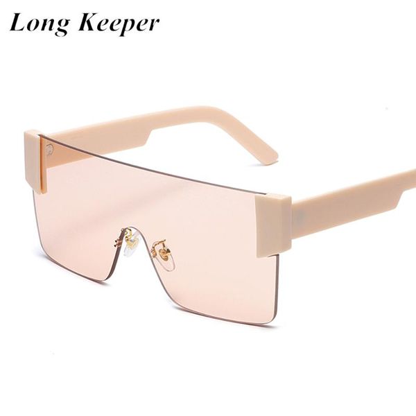 

longkeeper oversized square sunglasses women men brand designer flat big sun glasses female one piece travel gafa de sol, White;black