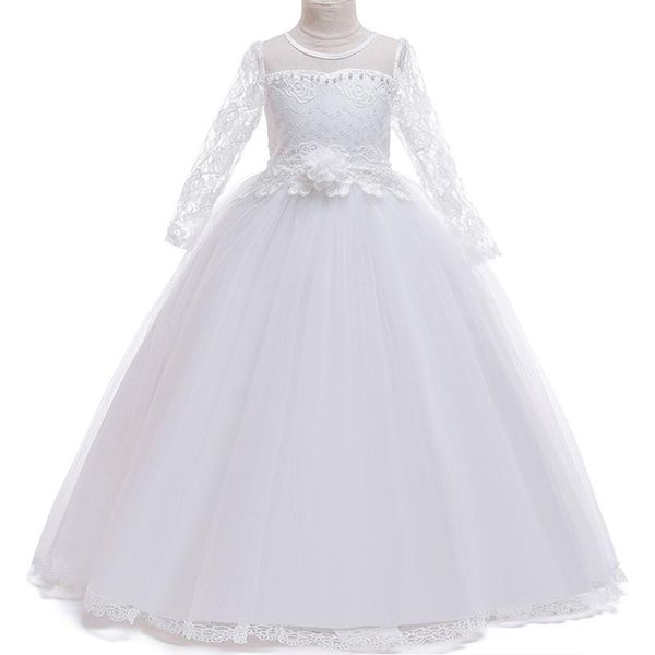 

4-15yrs kids girls long white baptism lace flower party ball gown prom dresses kids girl princess wedding communion dress, Red;yellow