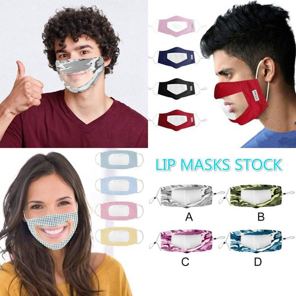 

us stock camouflage deaf mute face mask clear mouth window dustproof mask for deaf lip reading mouth mask washable adjustable ear loops