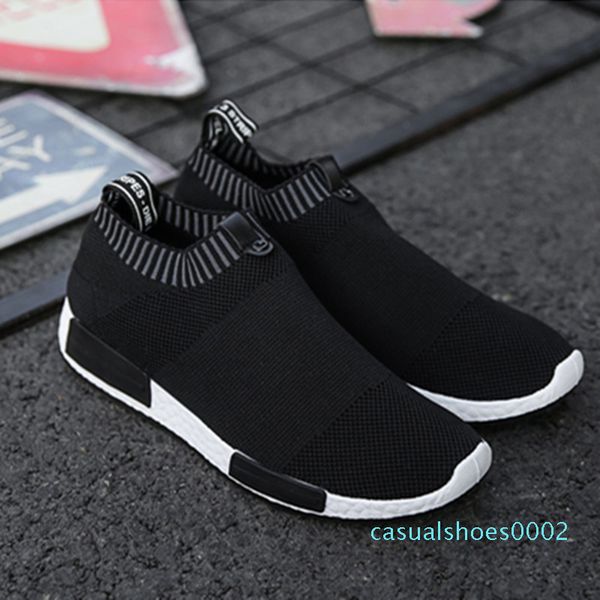 

men shoes sneakers men breathable air mesh sneakers slip on summer non-leather casual lightweight sock shoes men sneakers c02, Black