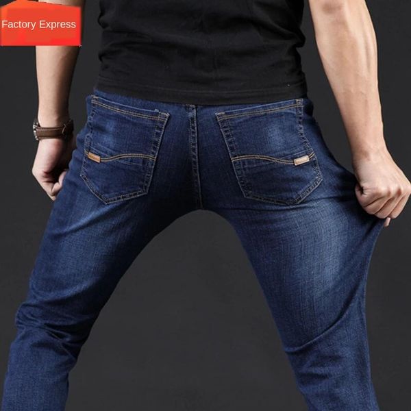 

thin men's straight loose large size stretch casual youth casual pants jeans and jeans men's pants fashion, Blue